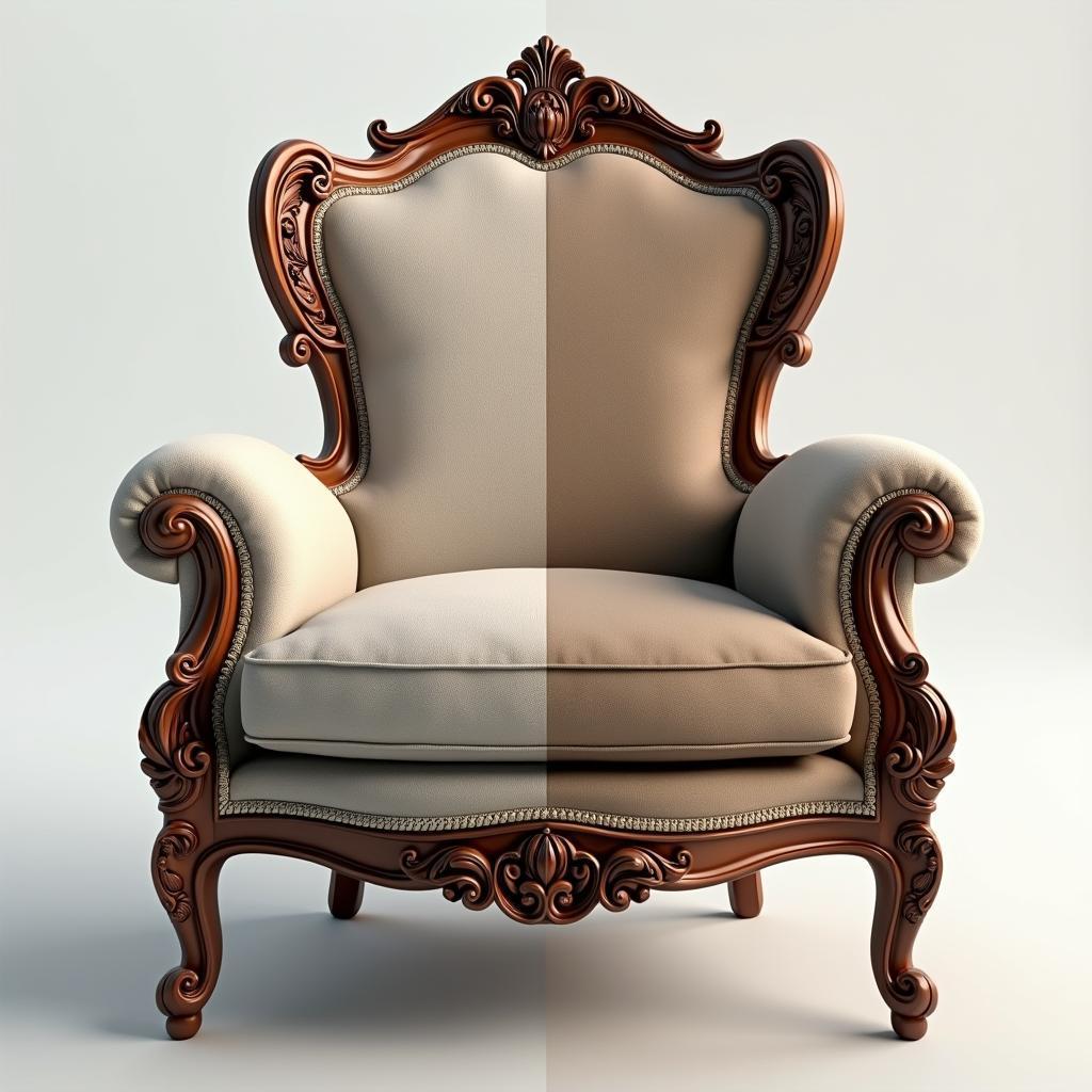 Cận cảnh model 3D ghế bành tân cổ điển chất lượng cao, thể hiện sự tương thích render với Corona và V-Ray trong thư viện 3dsmax