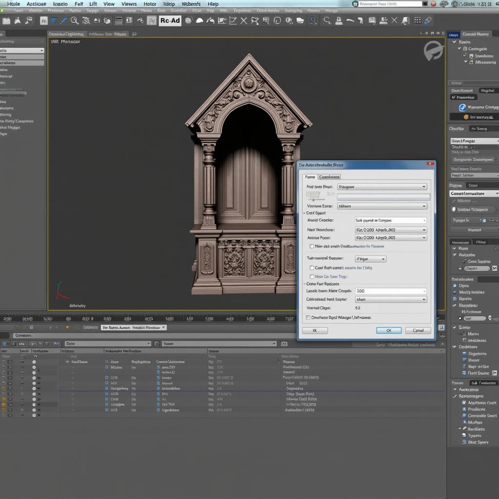 Giao diện 3ds Max đang tối ưu hóa model bàn thờ bằng công cụ V-Ray Proxy cho scene nhẹ hơn